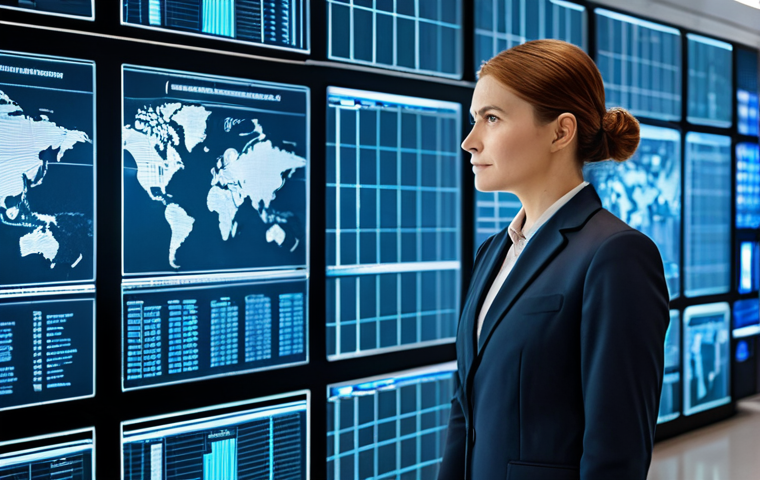 A focused business strategist, fully clothed in a modest professional suit, stands in a high-tech global operations center. Behind them, an intricate holographic display illustrates a dynamic, interconnected global supply chain, showcasing digital twin simulations, AI-driven logistics, and secure blockchain nodes representing diversified production facilities worldwide. The scene emphasizes resilience and digital transformation in trade. Perfect anatomy, correct proportions, natural pose, well-formed hands, proper finger count. Professional photography, high quality, safe for work, appropriate content, family-friendly.